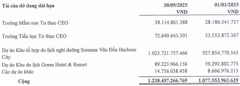 Nguồn: BCTC hợp nhất quý 3/2025 của CEO Group.