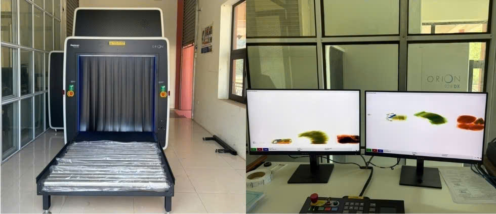 Hải quan cửa khẩu quốc tế Na Mèo vừa được trang bị thêm 01 máy soi hành lý hiện đại .