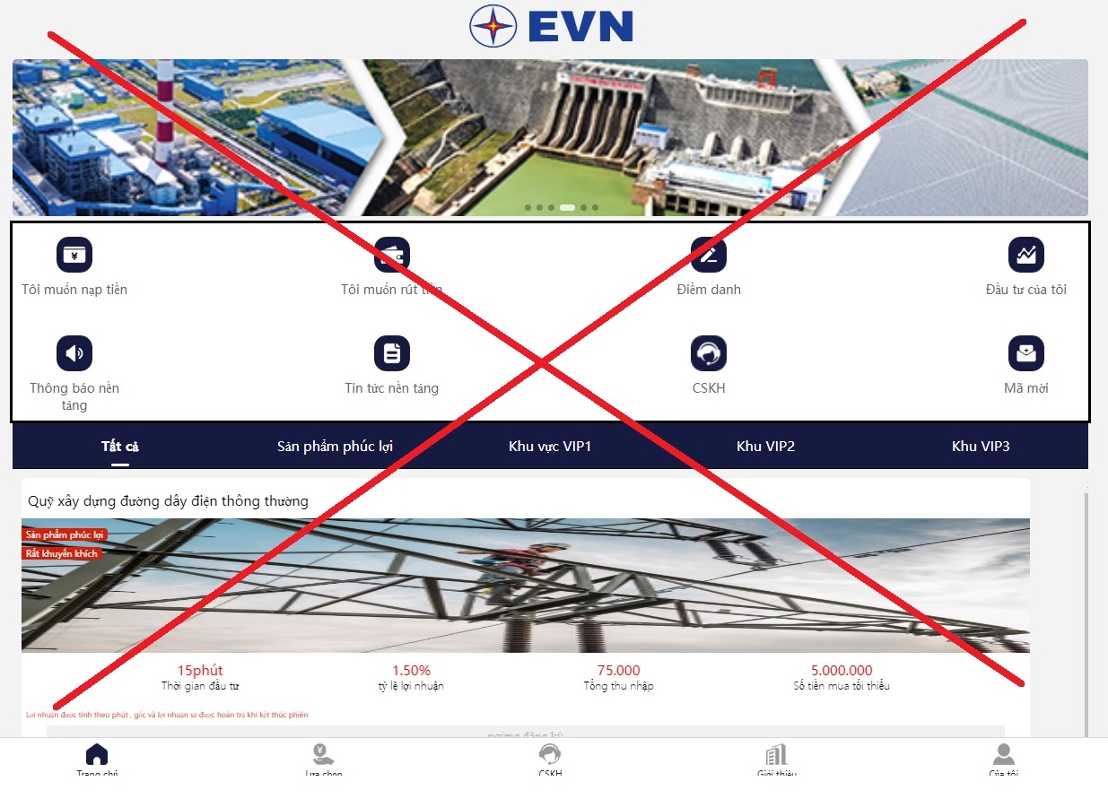 Trang web giả mạo EVN
