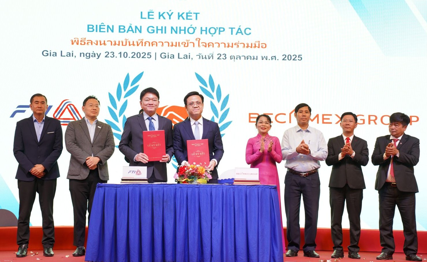 Tập đoàn Becamex và Liên đoàn các ngành công nghiệp Thái Lan ký kết Biên bản ghi nhớ hợp tác, tại Hội thảo Xúc tiến Đầu tư Thái Lan năm 2025 với chủ đề: “Khám phá Gia Lai, Việt Nam - Đột phá thương mại và đầu tư”