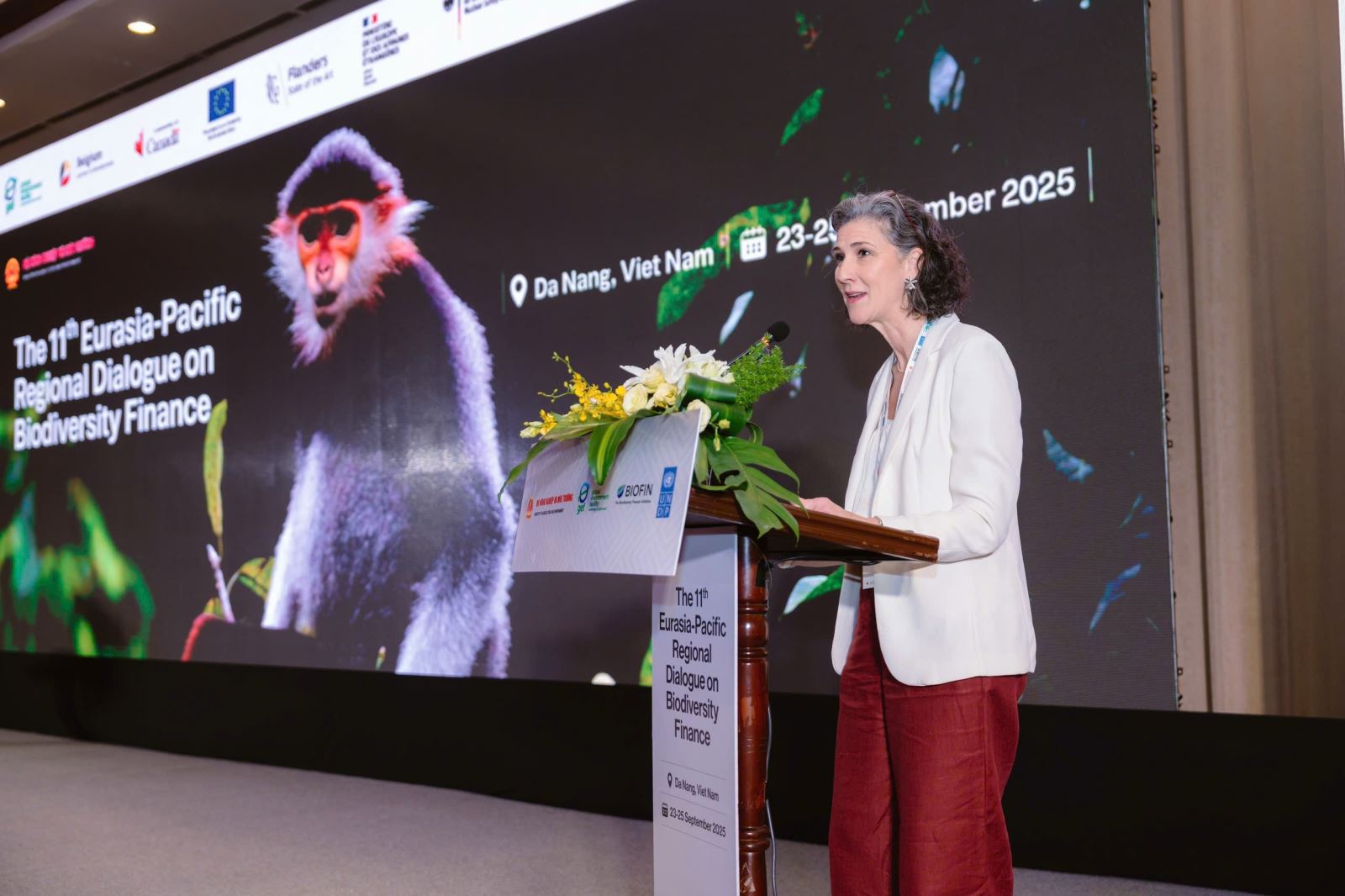 Bà Ramla Khalidi, Trưởng đại diện thường trú UNDP tại Việt Nam phát biểu tại hội nghị 