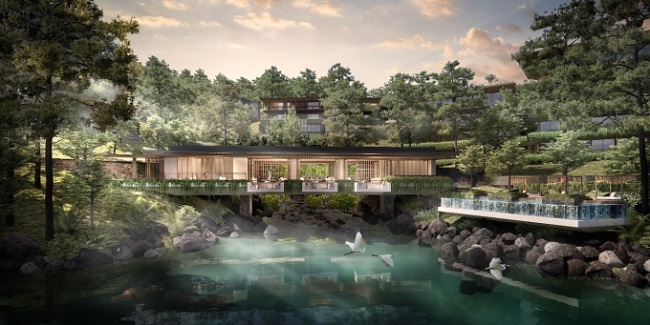 Phối cảnh Dự án InterContinental Thanh Xuan Valley Resort, khu nghỉ dưỡng trong thung lũng đầu tiên của thương hiệu InterContinental Hotels & Resorts tại Việt Nam. Ảnh: BIM Land