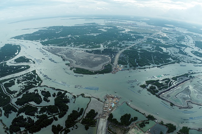 Toàn cảnh Cái Mép Hạ nhìn từ trên cao. (Ảnh: Thanh Nga)