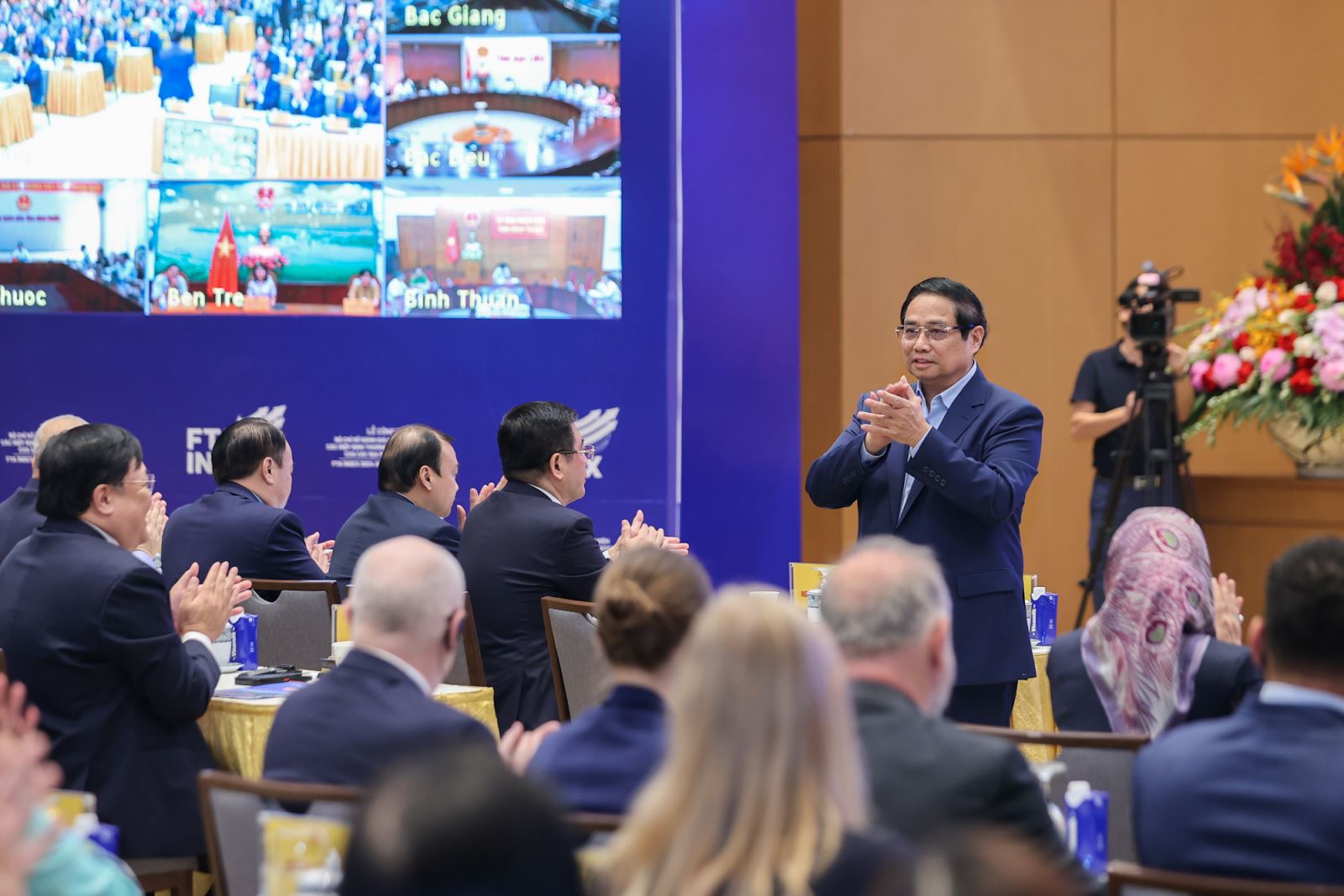Thủ tướng Phạm Minh Chính dự lễ công bố Bộ chỉ số đánh giá kết quả thực hiện các hiệp định thương mại tự do (FTA Index) của các địa phương năm 2024 - Ảnh: VGP/Nhật Bắc