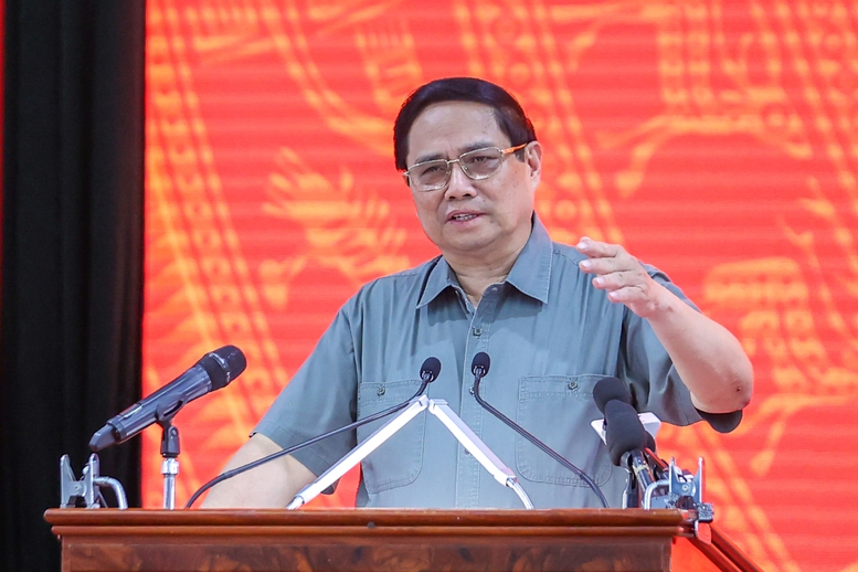 Thủ tướng Phạm Minh Chính nhấn mạnh: ĐBSCL cần đoàn kết hơn nữa, bứt phá, thần tốc hơn nữa - Ảnh: VGP/Nhật Bắc