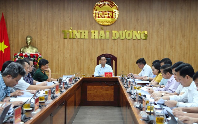 Phiên họp UBND tỉnh Hải Dương tháng 8 (lần 4). Nguồn: Báo Hải Dương