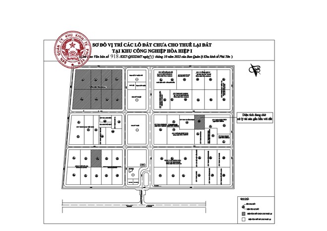 Hình ảnh Sơ đồ vị trí các lô đất chưa cho thuê lại đất tại KCN Hòa Hiệp 1 (vị trí tô đen)