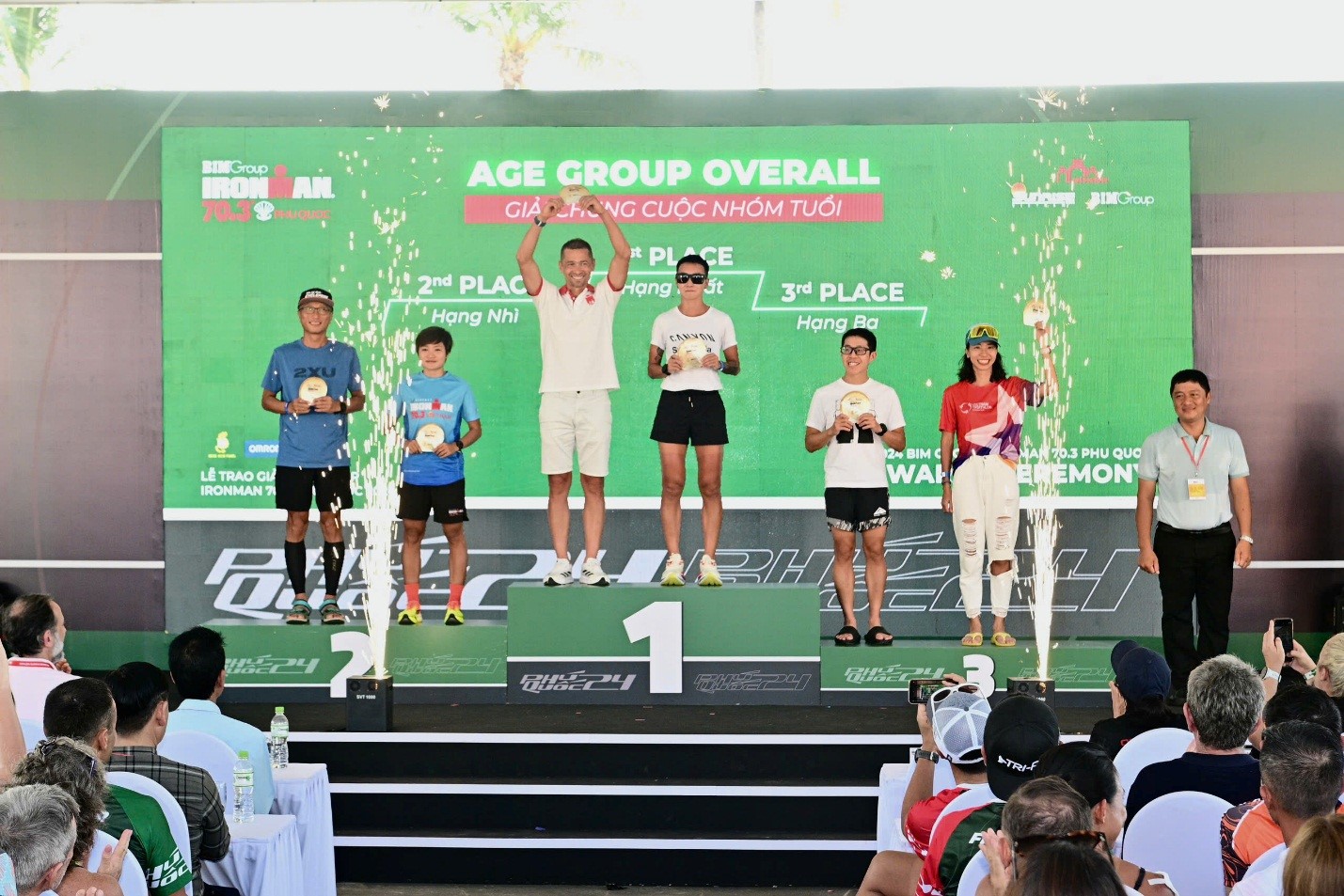 Giải chung cuộc nhóm tuổi Top 3 nam và Top 3 nữ của giải đấu BIM Group IRONMAN 70.3 Phú Quốc 2024