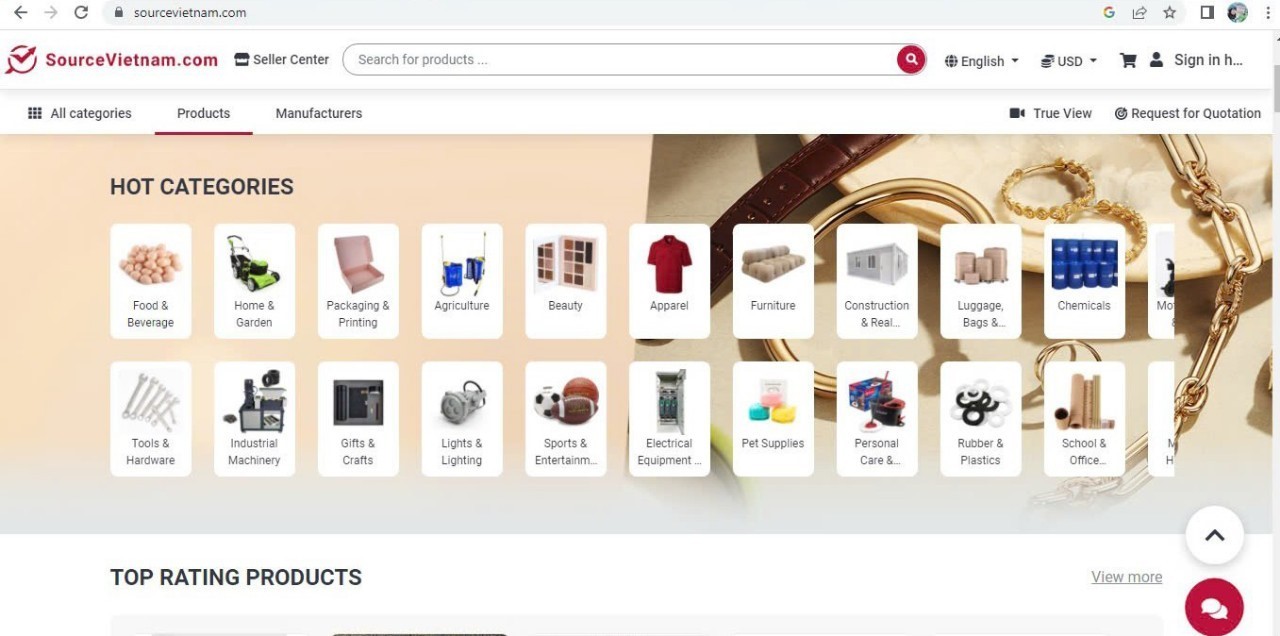 Giao diện Sàn xuất khẩu SourceVietnam.com