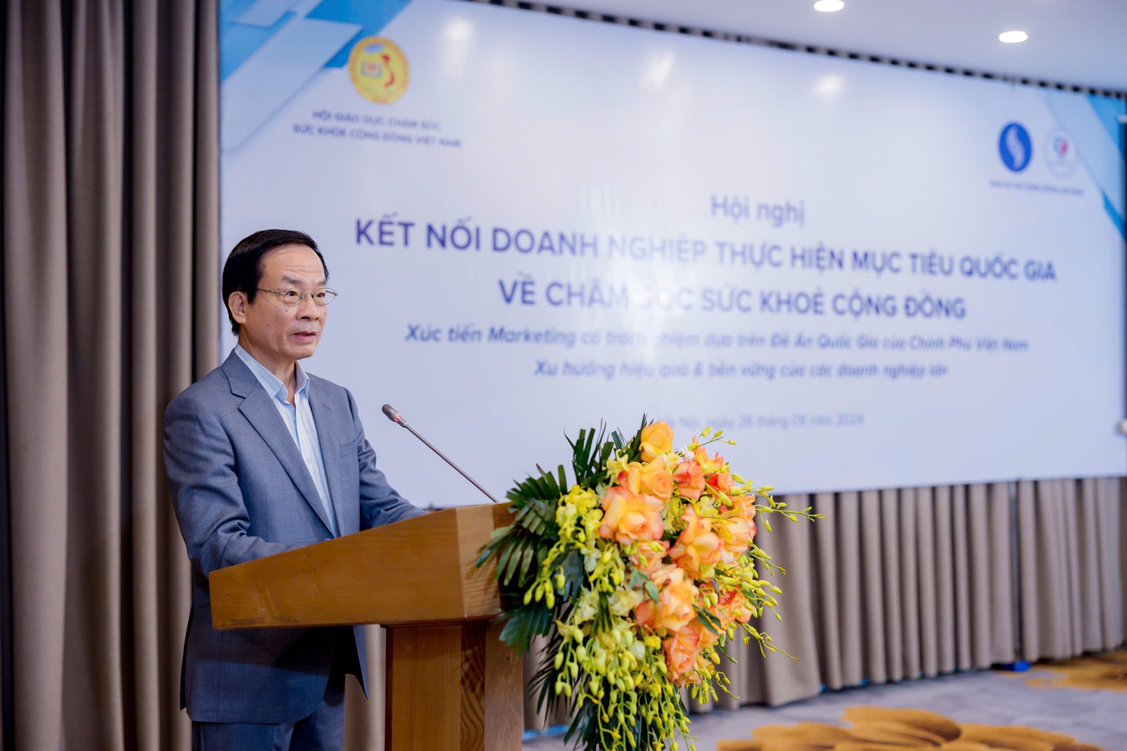 Ts. Lê Đình Tiến, Phó Chủ tịch thường trực Hội GDCSSKCĐ Việt Nam đề cao vai trò của các doanh nghiệp trong việc chung tay thực hiện mục tiêu Quốc gia về chăm sóc sức khỏe cộng đồng