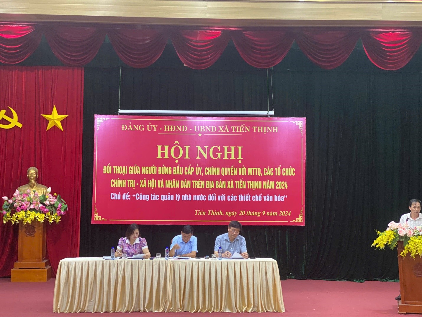 Xã Tiến Thịnh tổ chức hội nghị đối thoại giữa người đứng đầu Cấp ủy, Chính quyền với MTTQ, các tổ chức chính trị - xã hội và Nhân dân năm 2024.