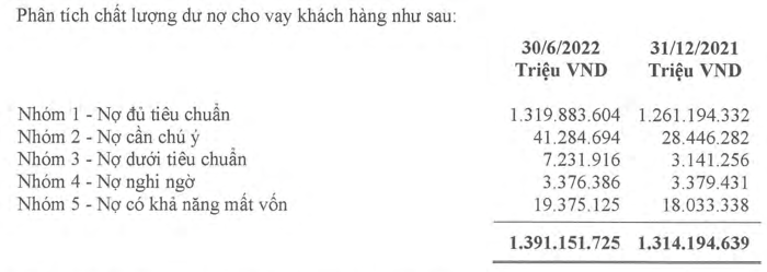 Chi tiết các nhóm nợ của Agribank. (Nguồn: BCTC Agribank).