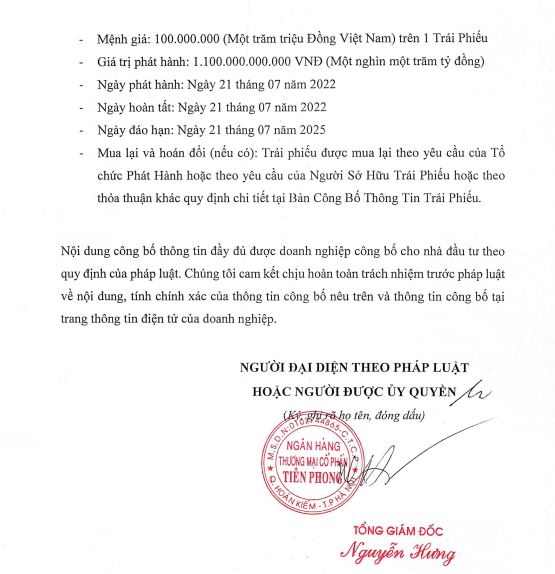 Một trong những lô trái phiếu đã được TPBank phát hành thành công (nguồn: HNX)