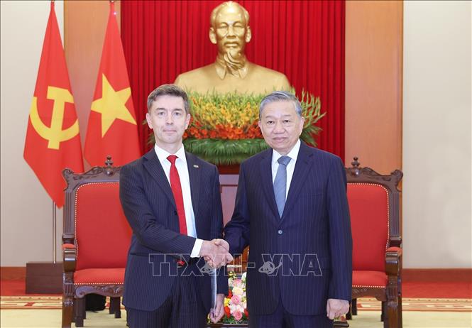 Tổng Bí thư Tô Lâm tiếp Đại sứ Liên minh châu Âu (EU) tại Việt Nam Julien Guerrier - Ảnh: TTXVN