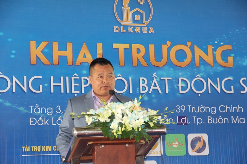 Ông Nguyễn Văn Kế, Chủ tịch Hiệp Hội BĐS tỉnh Đắk Lắk phát biểu tại buổi lễ