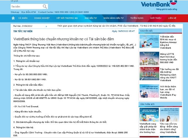 VietinBank "ráo riết" phát mại nợ xấu