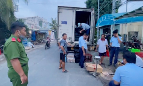 An Giang: Thu giữ gần 8 tấn thịt bò, thịt trâu đông lạnh nghi nhập lậu