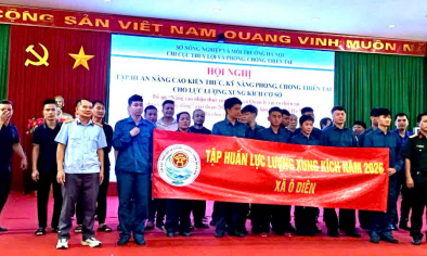 Xã Ô Diên tập huấn nâng cao năng lực cho lực lượng xung kích phòng, chống thiên tai năm 2026