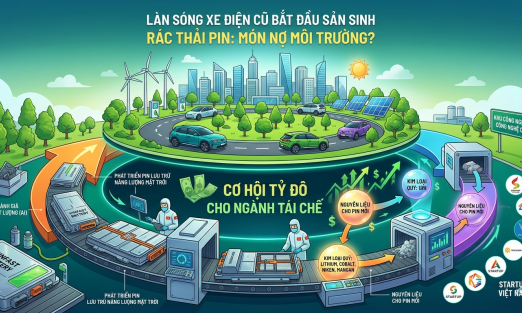Pin xe điện 'hết đời' – Món nợ môi trường hay cơ hội tỷ đô cho ngành tái chế?
